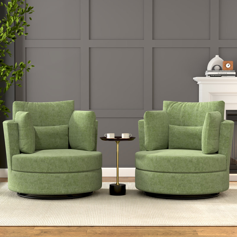 Ensemble de 2 chaises d'appoint en chenille pivotantes et pivotantes (ensemble de 2), Vert