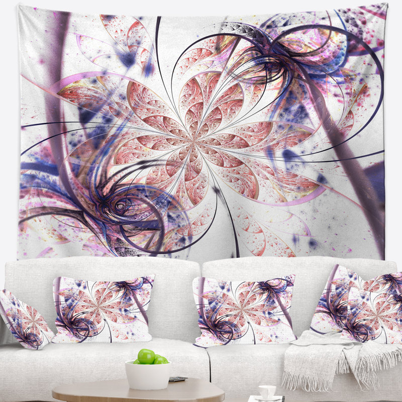 Tapisserie de motif fleur abstraite abstraite, H 32 po x l 39 po