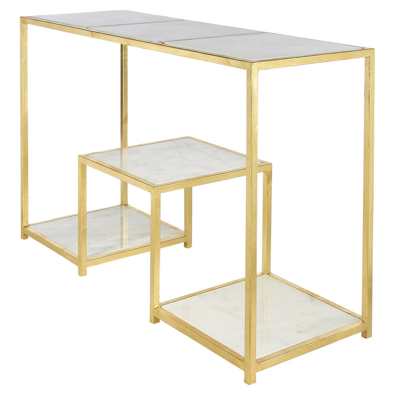 Console San Francisco, Marbre de Carrare / feuille d'or, H 36 po x l 58 po x P 20 po