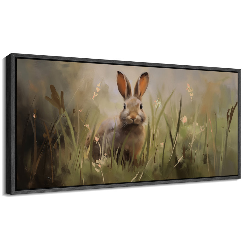 Illustration de lapin dans une prairie, reproduction de chambre d'enfant, impression numérique sur toile giclée sur toile