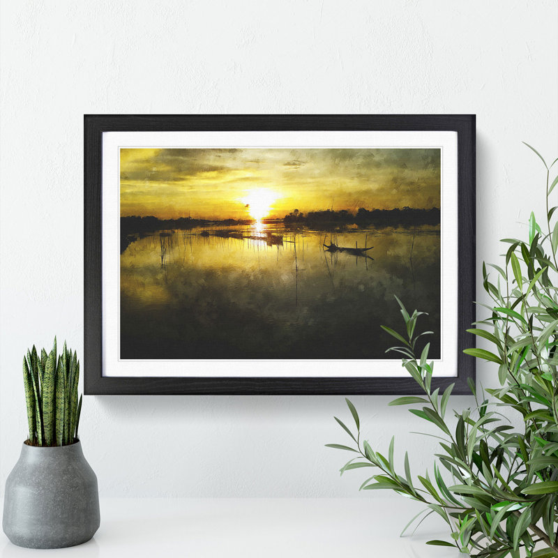 Fishing Boats in Bangladesh - Framed Print, 48cm H x 65cm W x 2cm D, Black Framed