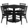 Hao 36'' Square Laminate Table Set with Round Base and 4 Ladder Back Metal Chairs