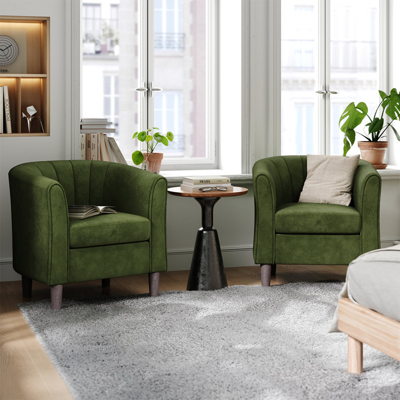 Fauteuil demi-tonneau rembourré avec repose-pieds 27,4 po Torince (ensemble de 2, H 26,8 po x l 27,4 po x P 25,6 po, Vert
