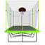 Trampoline rectangulaire 10 pi x 17 pi avec tissu vert, tubes en acier galvanisé thermolaqué noir avec système de panier de basketball