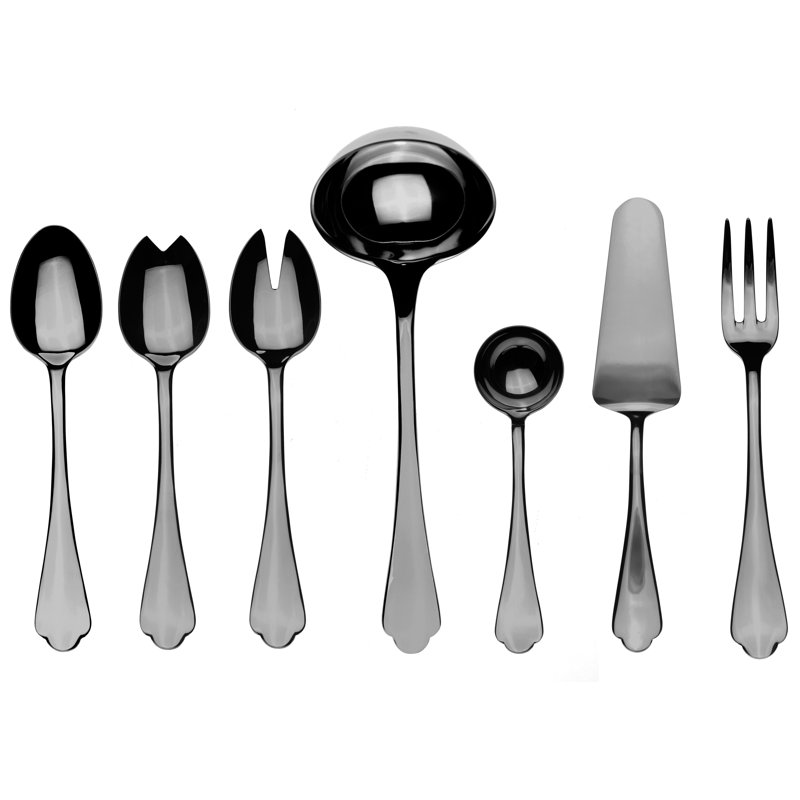Dolce Vita 7 - Piece Stainless Steel Flatware Set - Service for 1, Black Gold