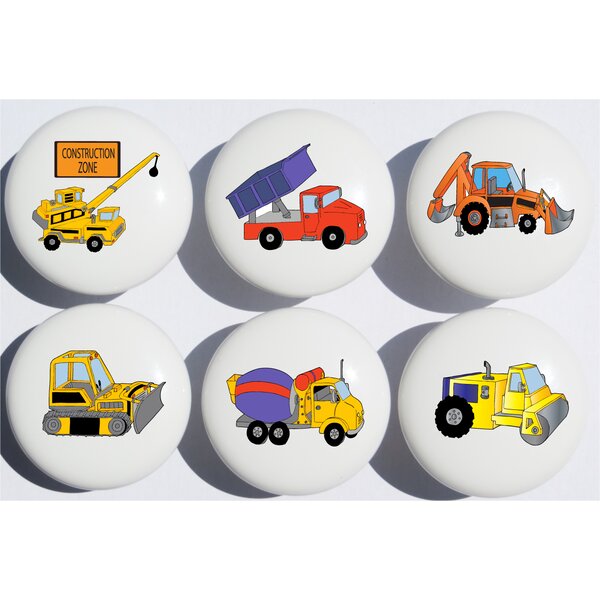 Construction Drawer Pulls Truck Ceramic Knobs Set of 6