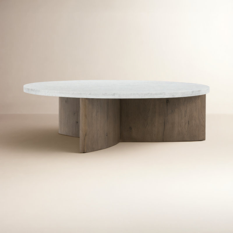 Toli Marble Coffee Table, Light Gray/Brown