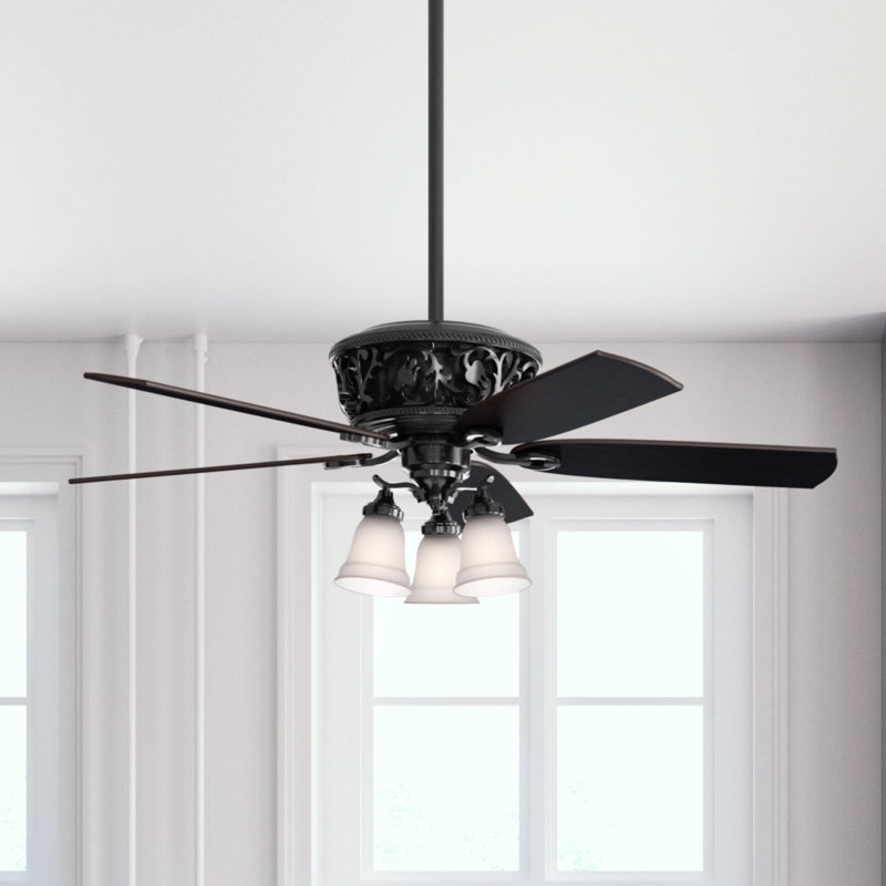 54" Promenade 5 - Blade ENERGY STAR Ceiling Fan with Remote Control and LED Light Included, Gloss Black