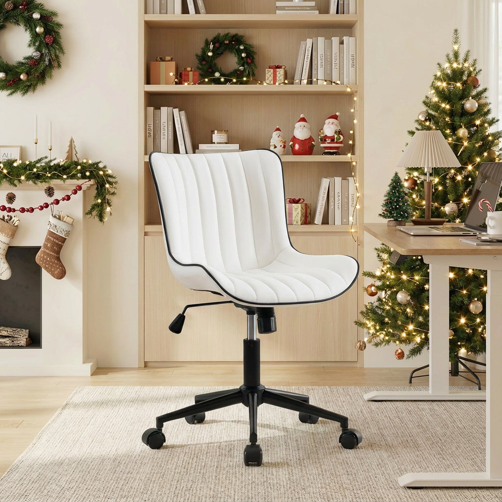 Brionni Leather Office Chair, White Performance Faux Leather