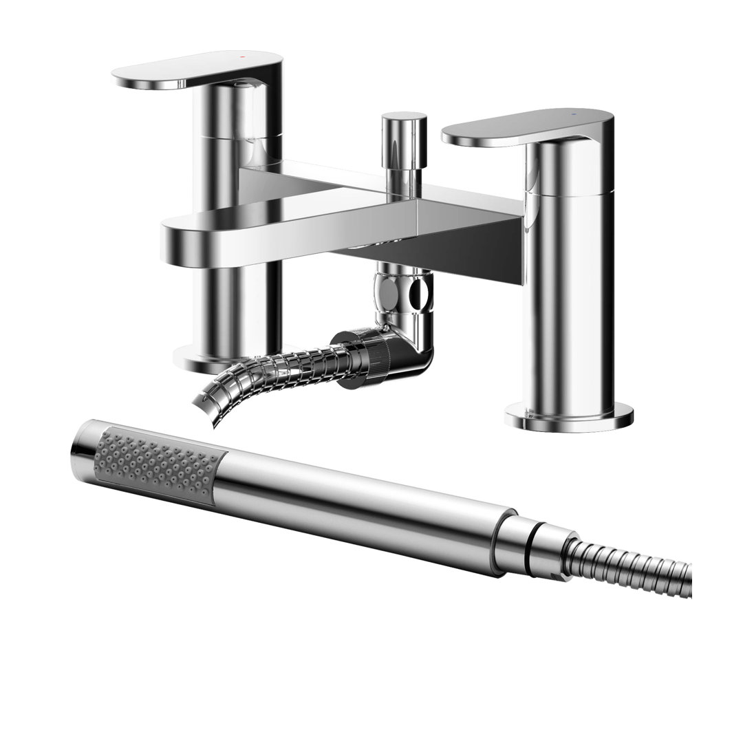 Binsey 2 Handle Deck Bath Shower Mixer Bath Filler with Diverter