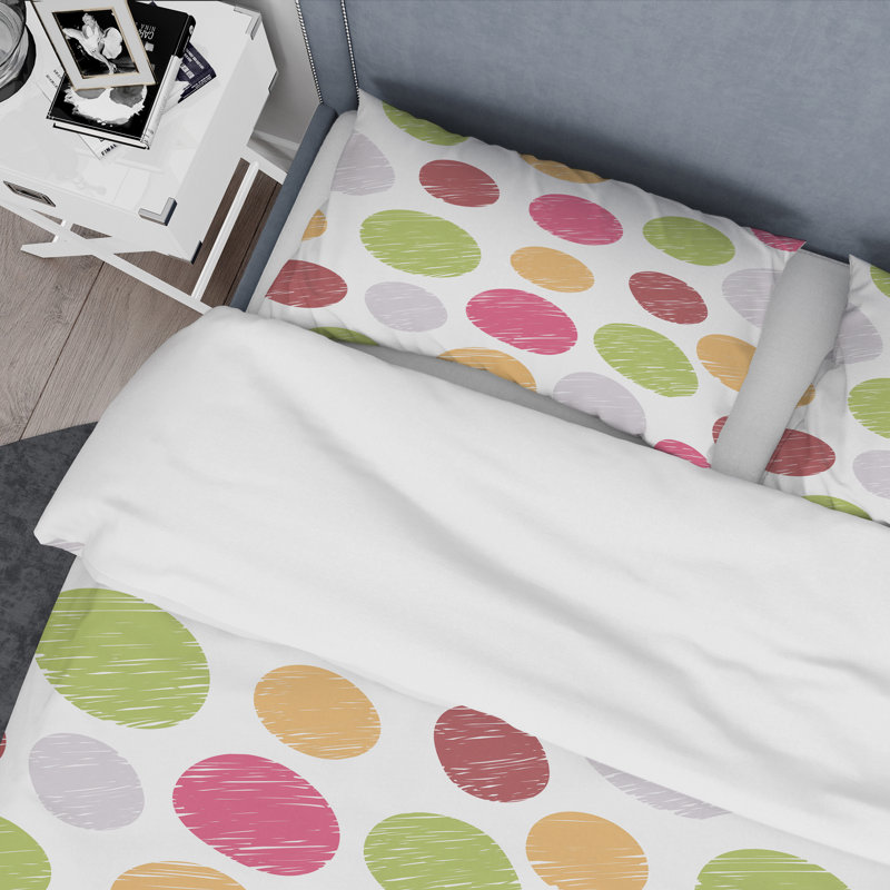Ensemble de housse de couette en microfibre orange / vert / rose 3 pièces, Housse de couette pour grand lit et 2 taies décor