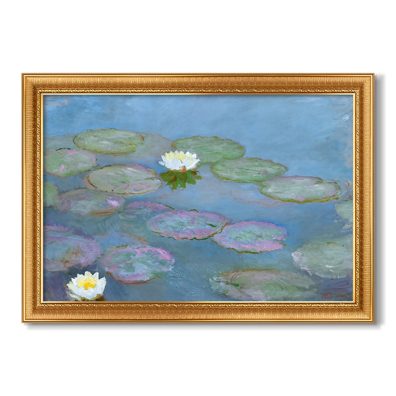 Water Lilies (Nymphéas), 1897-1899-Claude Monet-Custom Framed Canvas, 31X45, Ornate Venetian Gold, No