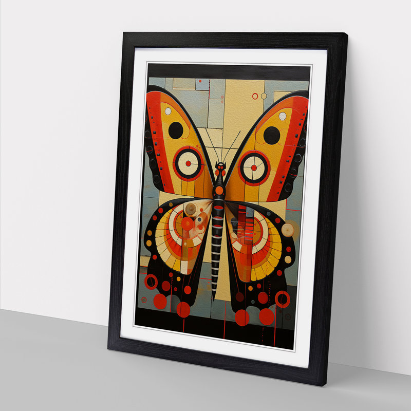 Butterfly Constructivism No.2 - Single Picture Frame Print on Wood, 46cm H x 34cm W x 2cm D, Black Framed