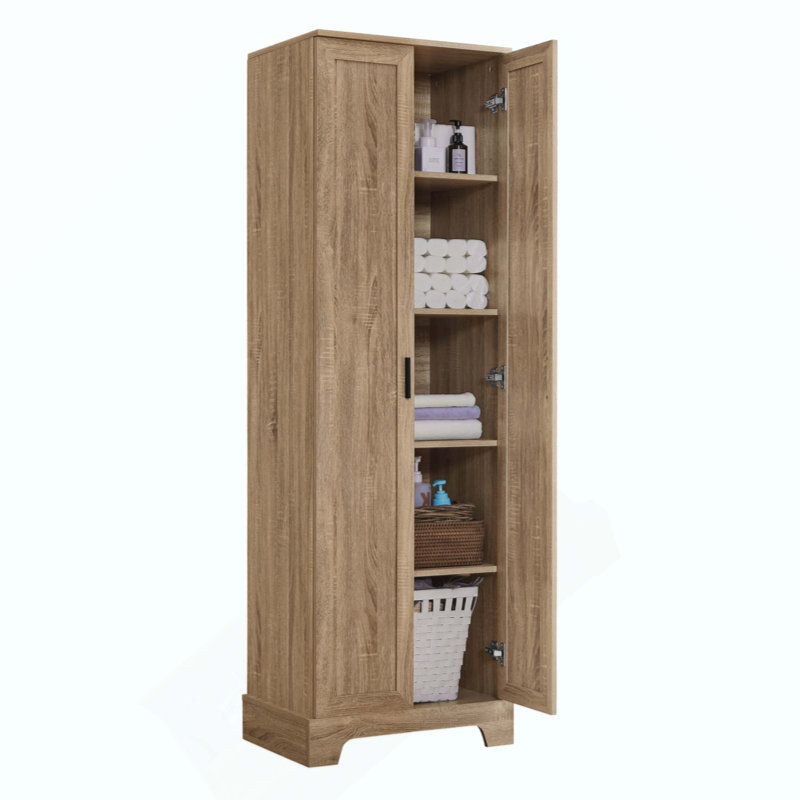 Armoire de rangement avec deux portes pour salle de bain, bureau, tablette réglable, panneau de fibres à densité moyenne