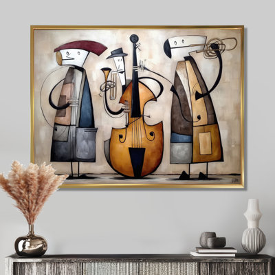 «Abstract Jazz Band In New York City - Music Jazz Wall Art For Living Room», reproduction sur toile rétro brune