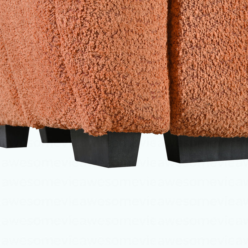 Canapé modulaire de 110 po, en forme de L avec siège très grand, conception à tirette, repose-pieds mobile, mousse haute densité, combinaison libre, structure en métal et en bois robuste, tissu bouclé