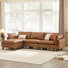 Solena 126.8" W 4-Piece Top Grain Leather Modular Sectional