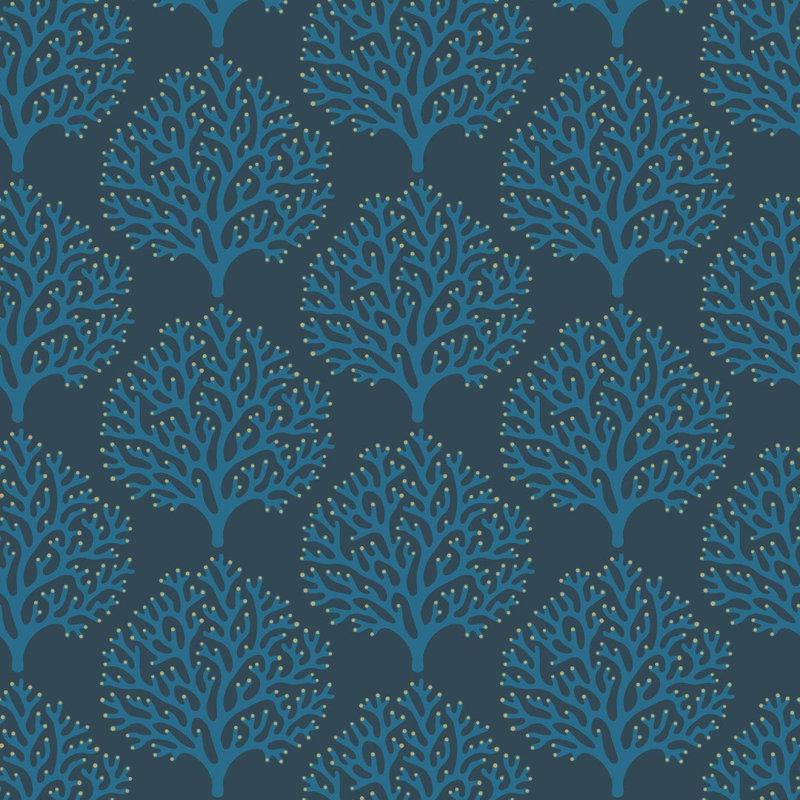 Beach Coral - Wallpaper, Midnight, Premium Paper
