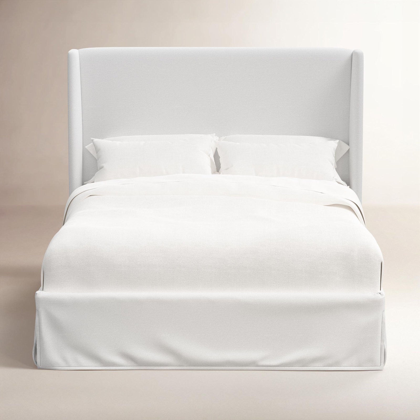 Upholstered Wingback Bed, King, Twill White