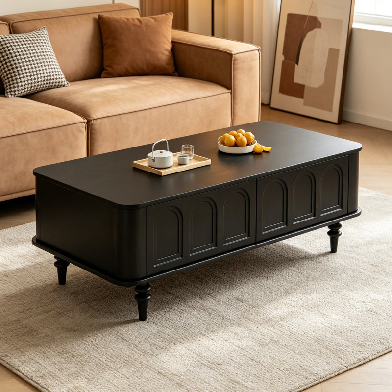 Table basse avec tiroirs Vintage, Black