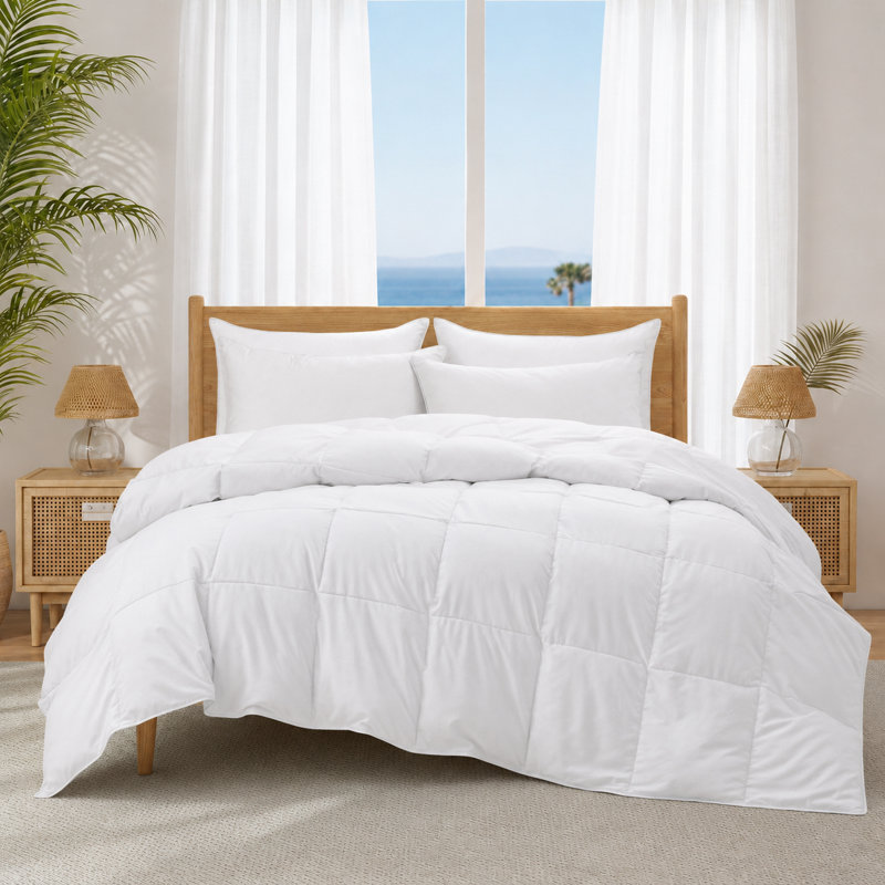 Goose Down and Feather All Season Comforter Duvet Insert – Ultra Soft Noise-Free Bedding with RDS Certified Fill, Medium Warmth, Machine Washable