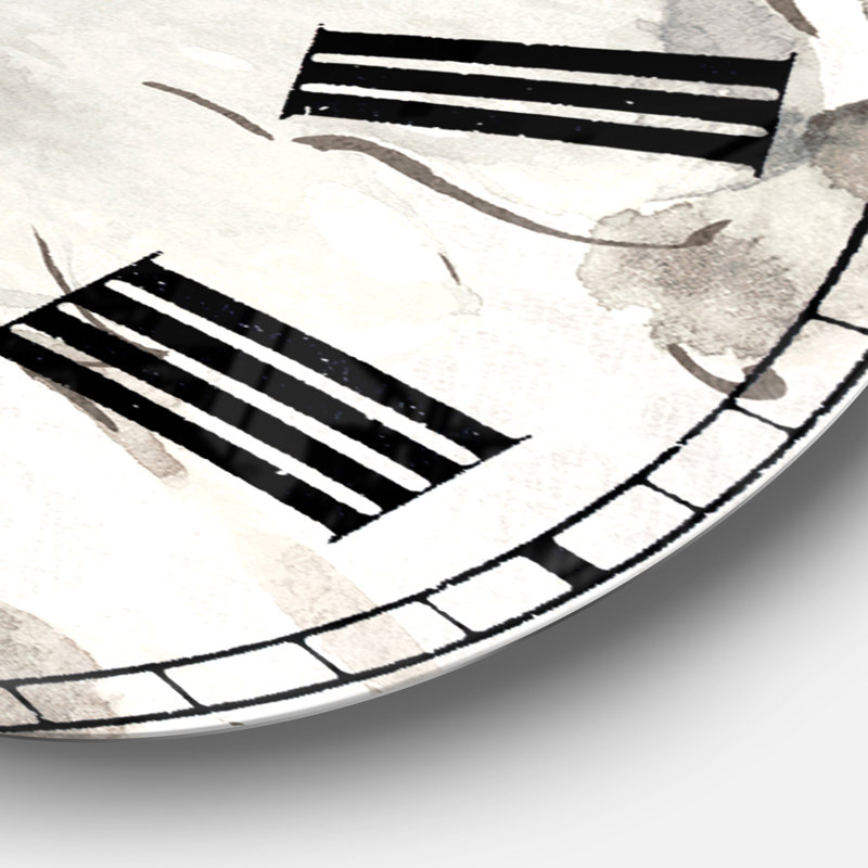 Indigold Grey Pivoines I - Horloge murale traditionnelle, Moyen, Bleu