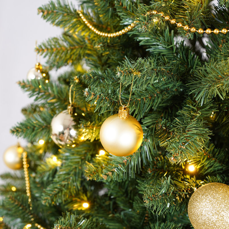 Arbre de Noël avec lumières à DEL blanc chaud - pointes en PVC et aiguilles dures, conception à branches articulées, support en métal robuste - arbre de Noël réaliste