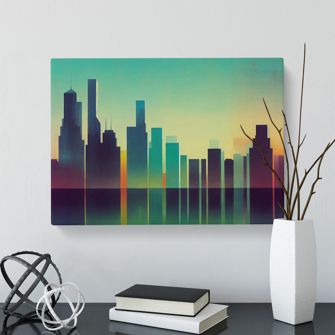 Effervescent Skyscraper Skyline Abstract - Wrapped Canvas