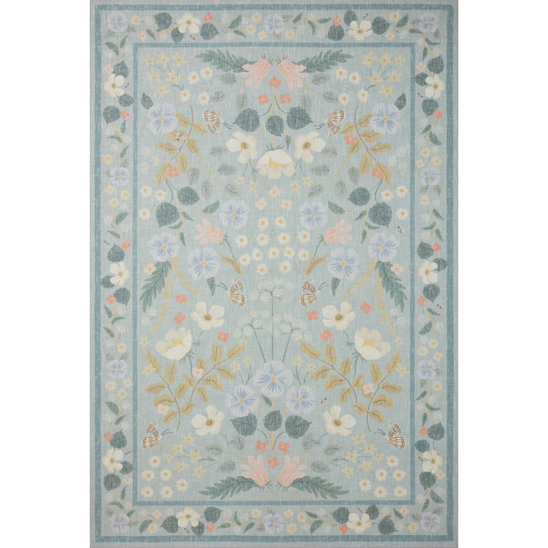Tapis Rifle Paper Co. x Loloi Cotswolds Sky, Rectangle 3 pi 6 po x 5 pi 6 po