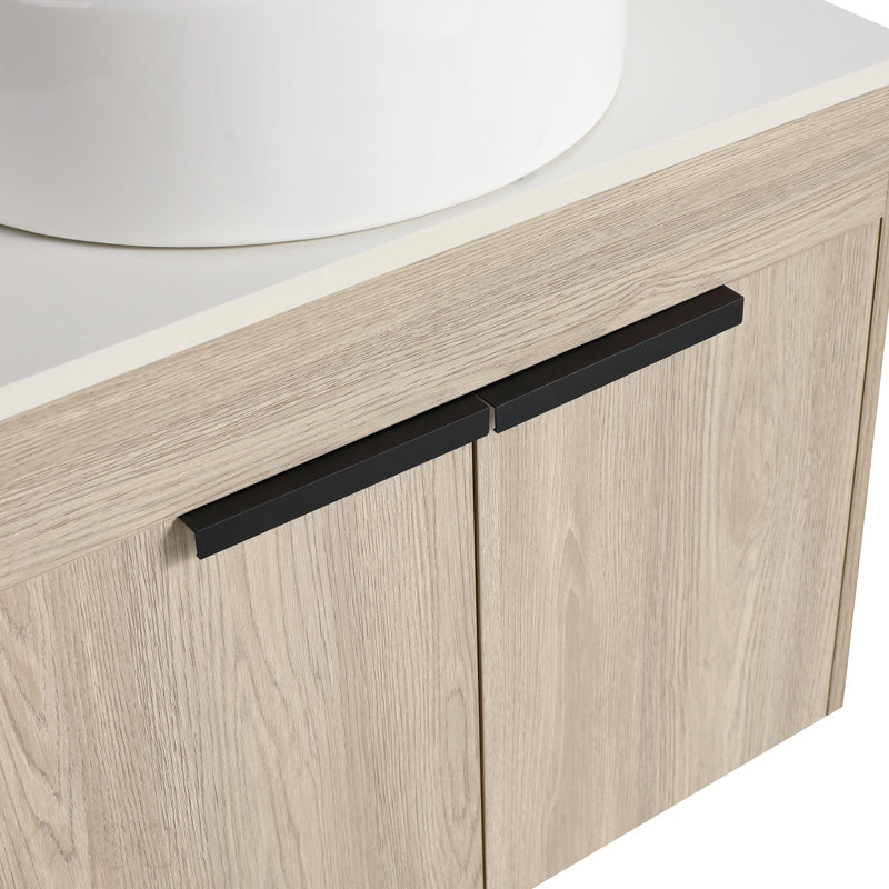 Ensemble de meuble-lavabo moderne 24 po avec lavabo en céramique 24 po. Ensemble de meuble-lavabo mural en chêne blanc avec porte à fermeture douce