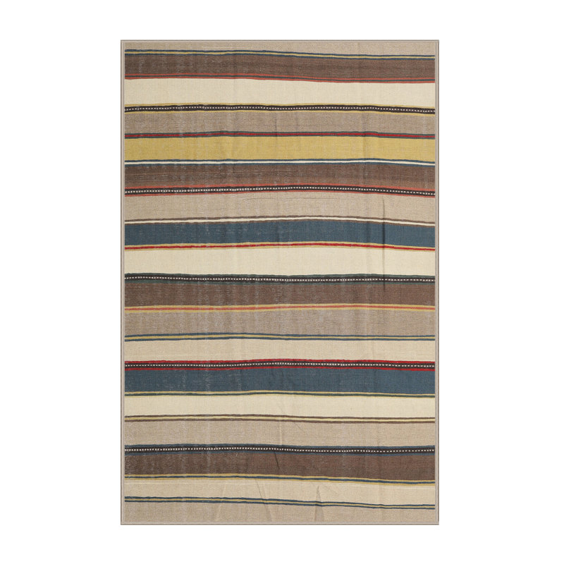 Tapis beige/gris/rouge contemporain, Rectangle 5 pi x 8 pi