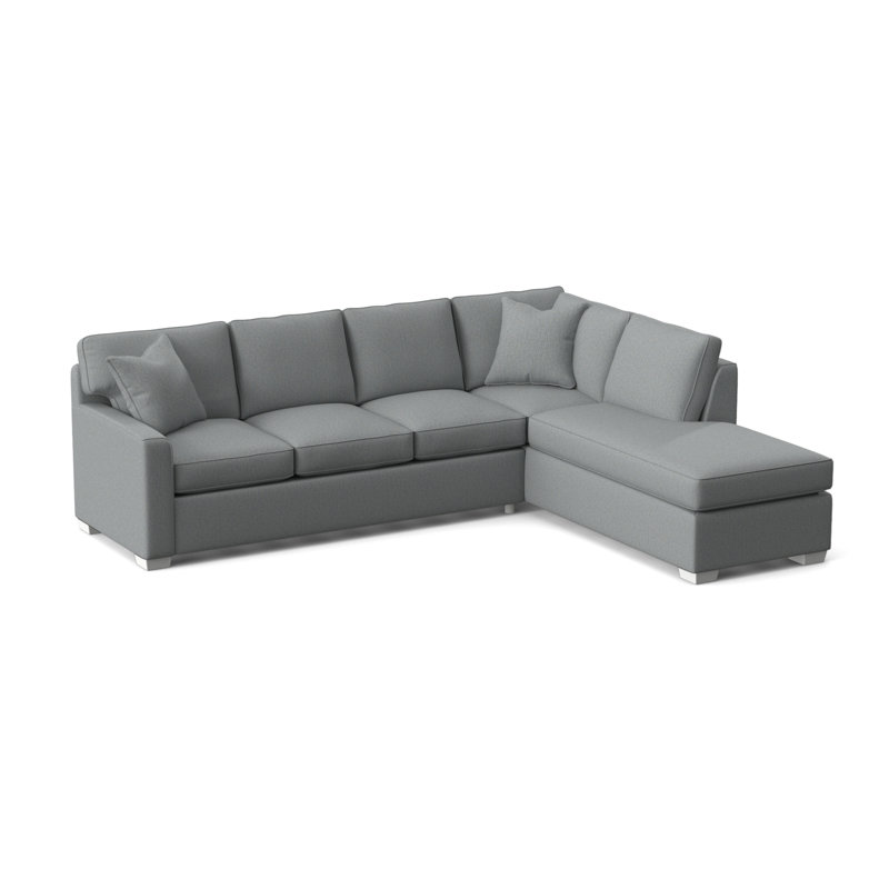 Frye Chaise Sectional, Right Hand Facing, Frost White, Light Blue Performance Fabric; 0851-55