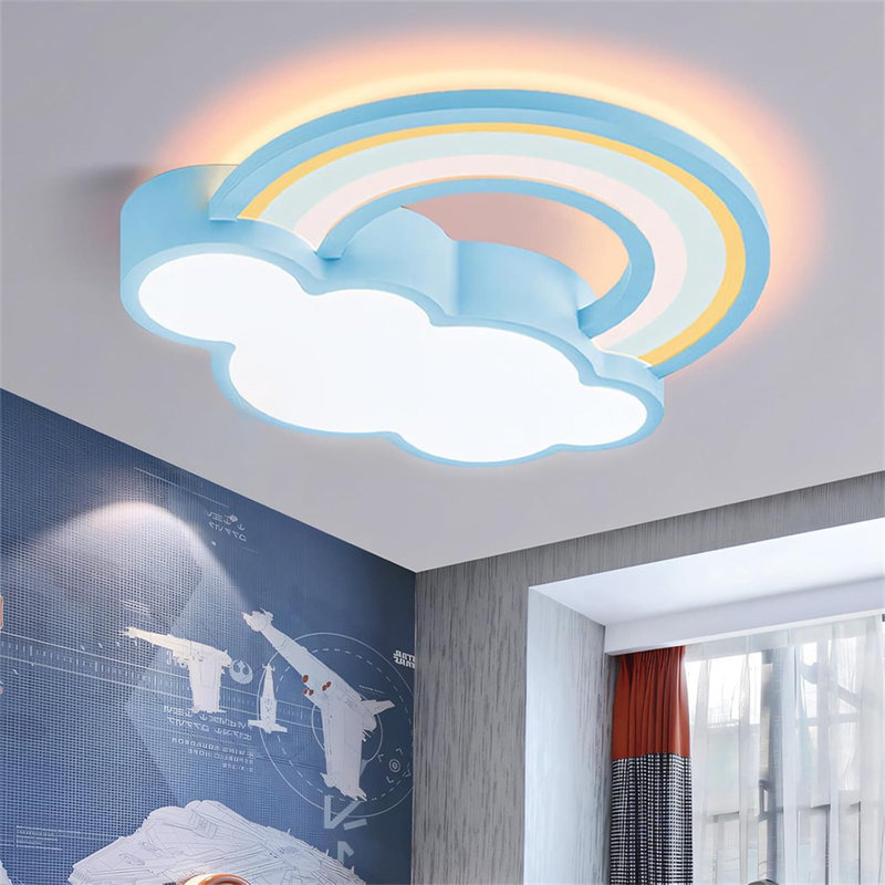 Cloud & Rainbow Led Ceiling Light Flush Mount For Children's Bedrooms, Playroom, Blue