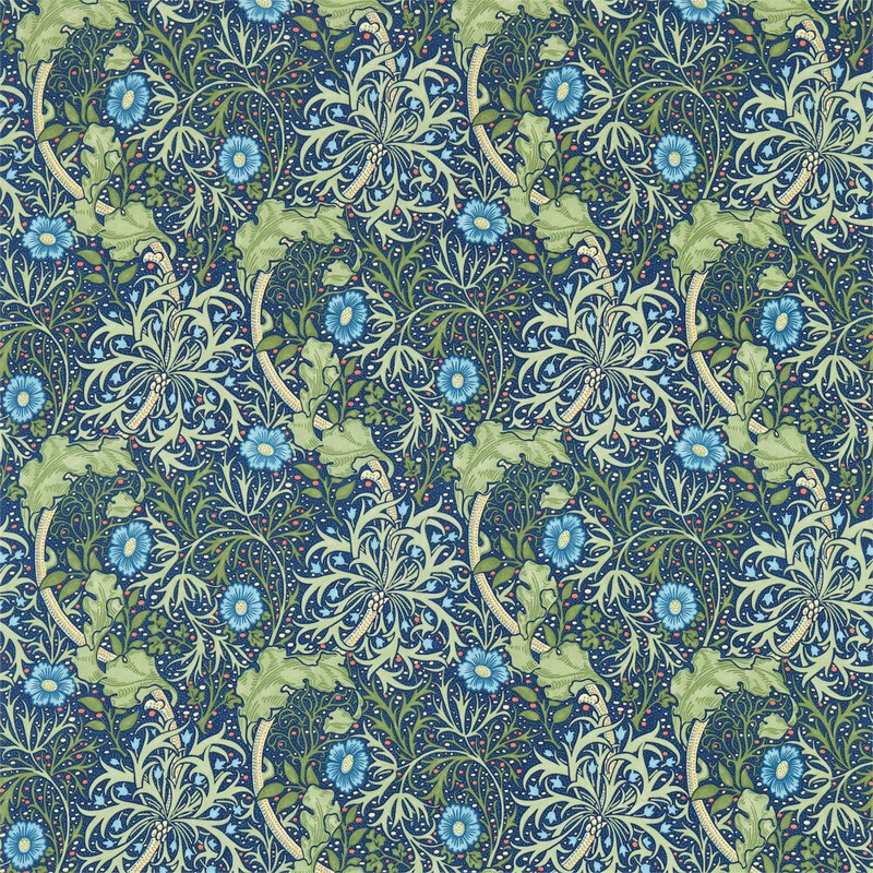 Seaweed Fabric, 	Cobalt/Thyme