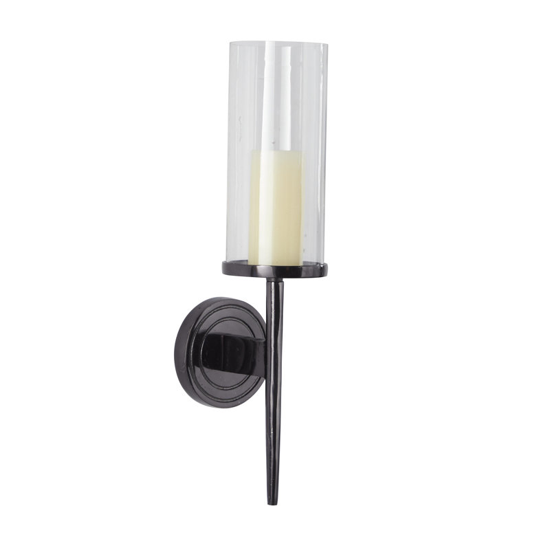 Applique murale en aluminium et métal avec support en verre, Noir