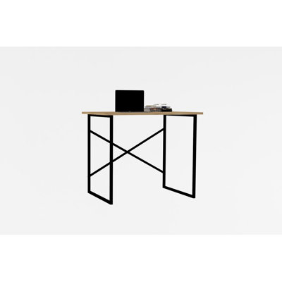 Bureau d'étude moderne Modern, chêne et noir, 35,4 x 29,9 x 22,0 pouces | 100% panneau de particules enduit de mélamine, épaisseur: 0,7 pouce | Conception peu encombrante pour le bureau à domicile et le bureau, élégante et fonctionnelle