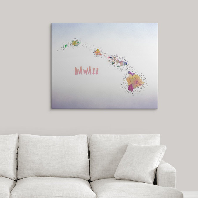 « hawaii state fleur (hawaii hibiscus) », impression, H 16 po x l 20 po x P 1,5 po, Toile