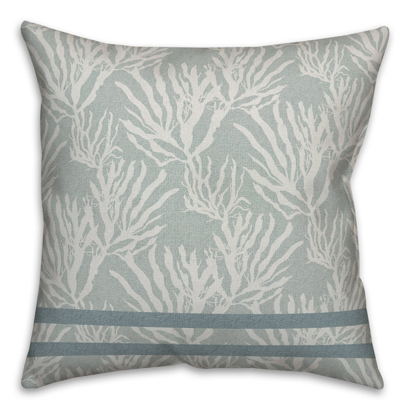 Striped Reversible Throw Pillow, White/Blue