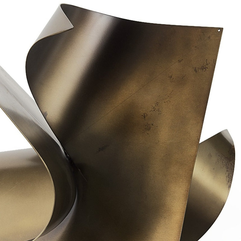 18" Contempo Antiqued Gold Abstract Sculpture, H 12 po x l 12 po x P 12 po, Or
