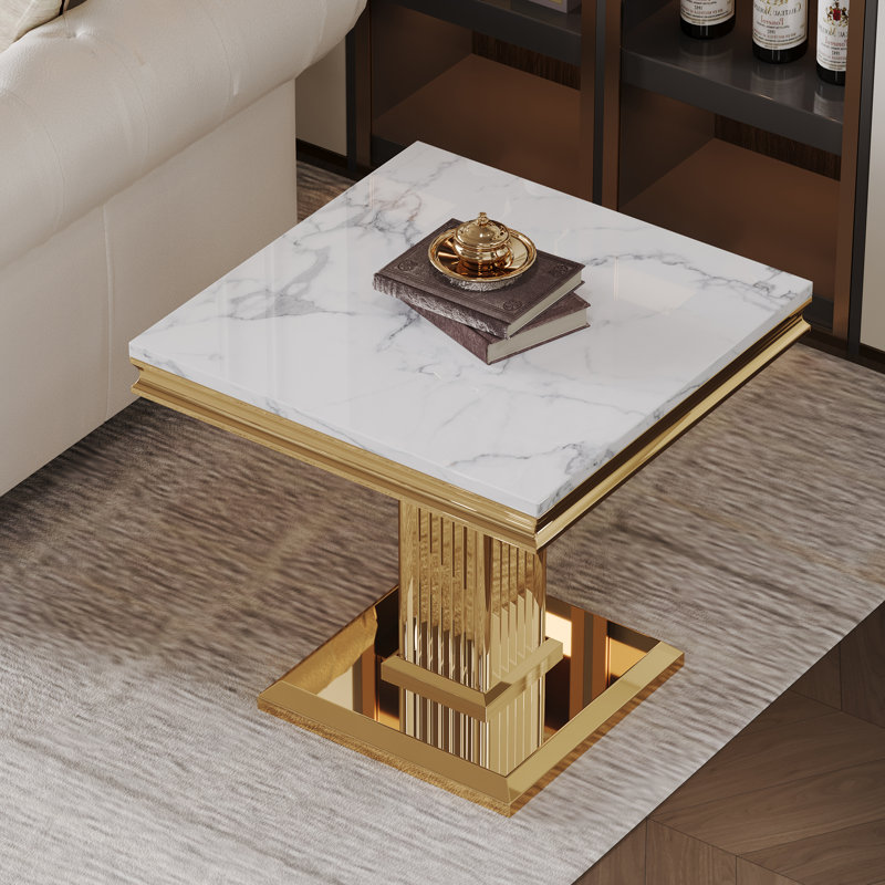 Jahkel End Table, Gold, White