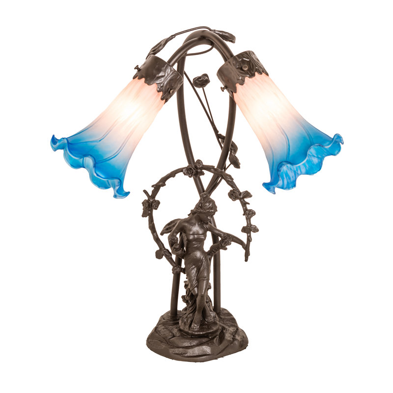 Lampe d'appoint 17 "High Lily Pond, Rose / Bleu
