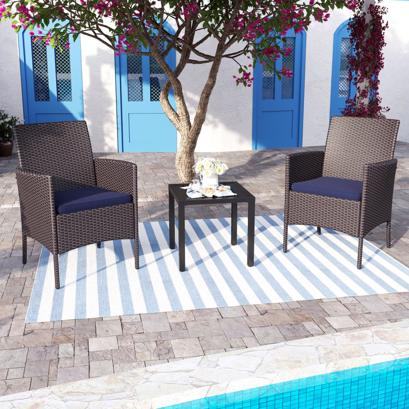 Alyah 2 - Person Patio Dining Set with Square Table , Cushions Included