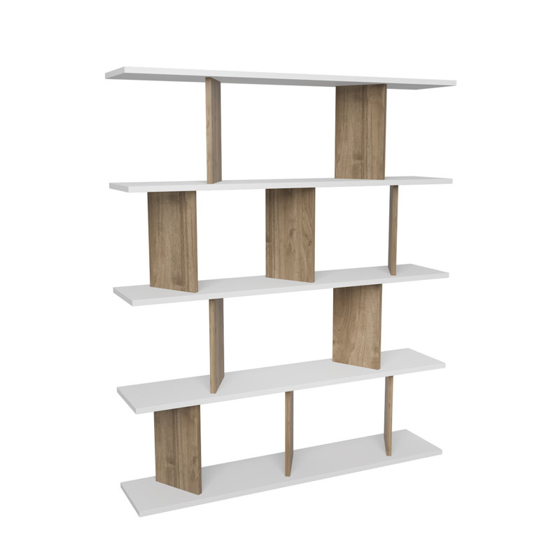 Liley-Rose 141 cm H x 120 cm W Standard Bookcase, White/Brown