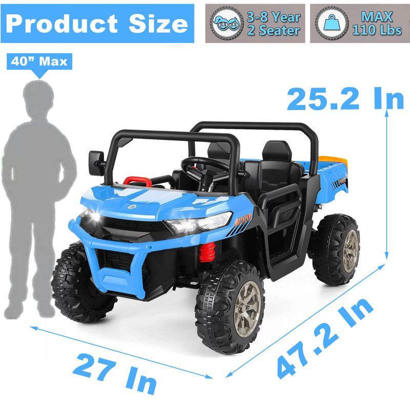 Blue 24V 6-Wheel Kids Ride-On Dump Truck with Remote Control