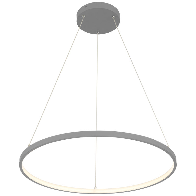 Boyu 1 - Light LED Unique/Statement Pendant, Grey, 0.75" H x 15.75" W x 15.75" D