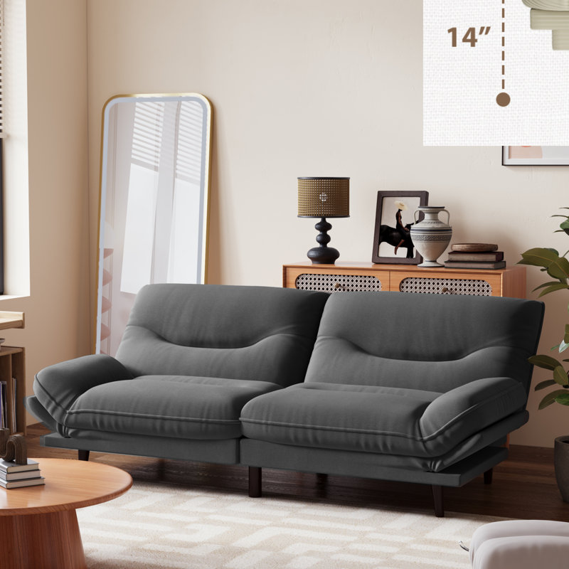 Canapé FUTON avec côtés et dossier réglables, Gris foncé