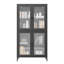 Bibliothèque polyvalente en métal avec 4 tablettes et revêtement pour armoire de rangement pour salle d'étude Portes en verre réglables - Cuisine