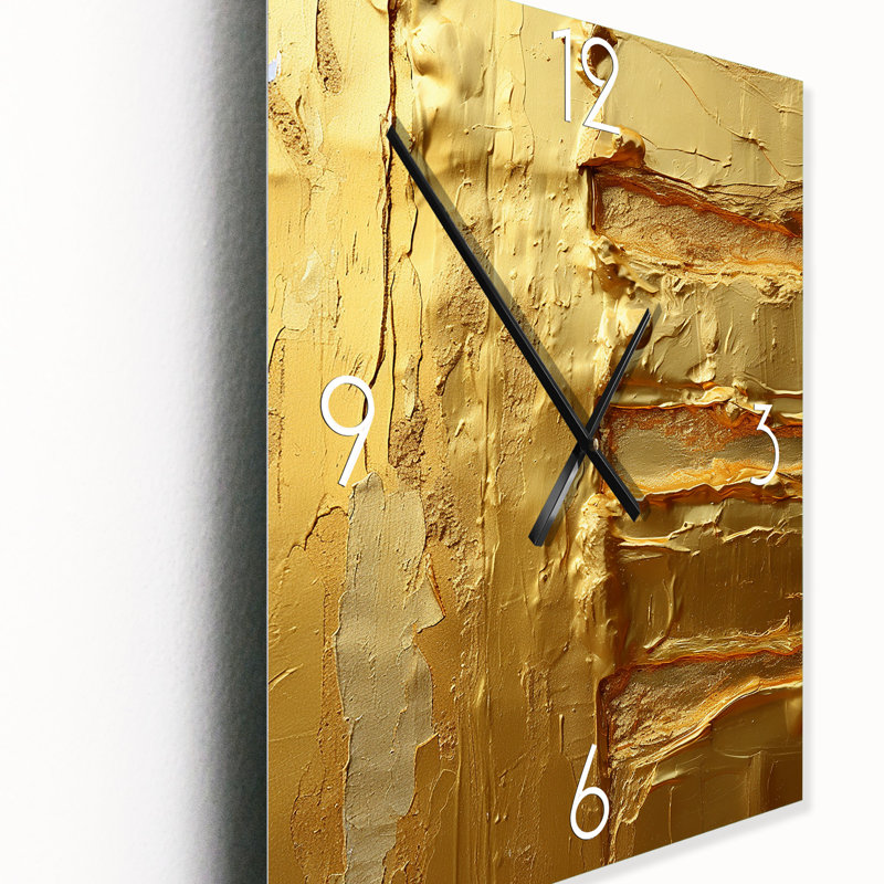 Ancienne opulence rétro or abstrait IV - Peinture abstraite horloge murale, Médium