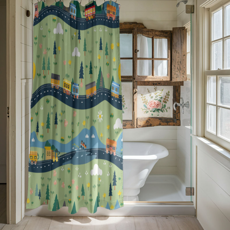 Spry Train - Premium Shower Curtain, 74"H x 71"W