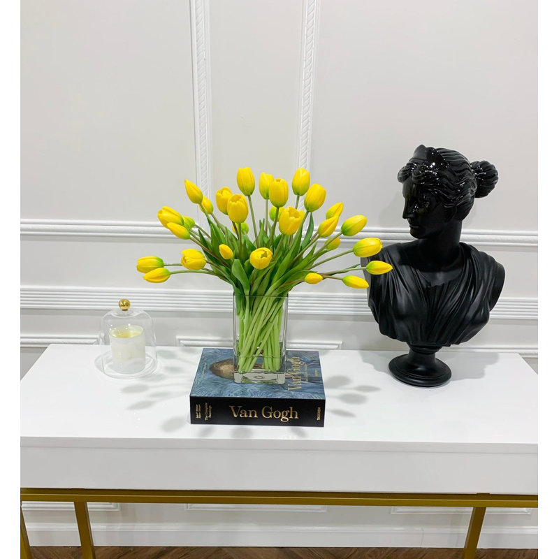 Large Faux Flower Real Touch Yellow Tulip Arrangement